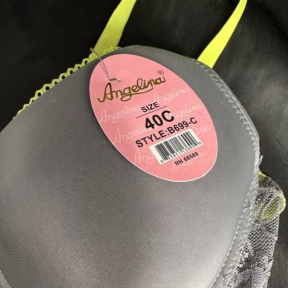 Angelina Grey Green Bra Silky Lace Detail Convertible Removable AdjustableStraps - Picture 6 of 11